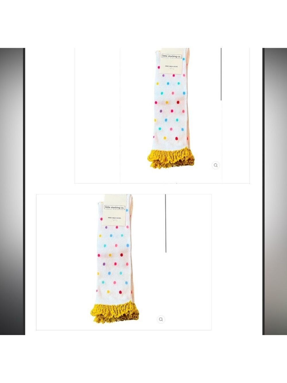 Bundle of 2 white dotted high  knee lace socks